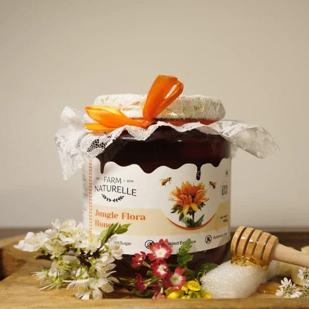 Jungle Flower Wild Forest |100% Pure Honey |and a Wooden Spoon Raw Natural Unprocessed Jungle Honey | Forest Flowers Honey - Farm Naturelle