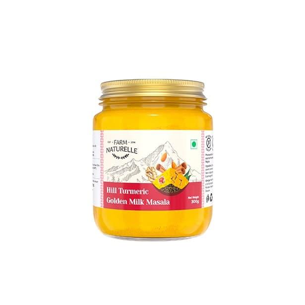 Golden Milk Masala Himalayan Turmeric latte Powder with Natural & Immunizing Spice Blend Himalayan Turmeric, Almonds, Cinnamon, Ginger , Cloves , Ashwagandha & Ground Balck Pepper - Farm Naturelle