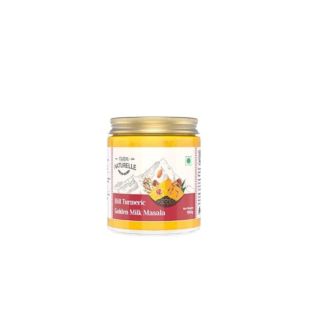 Golden Milk Masala Himalayan Turmeric latte Powder with Natural & Immunizing Spice Blend Himalayan Turmeric, Almonds, Cinnamon, Ginger , Cloves , Ashwagandha & Ground Balck Pepper - Farm Naturelle