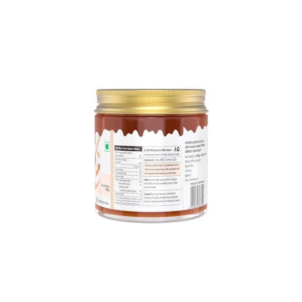Pure Turmeric Infused in Forest Honey | Raw Unprocessed Delicious and Ant-oxidant Honey |And a Wooden Spoon | 100% Pure & Natural Ingredients Honey - Farm Naturelle
