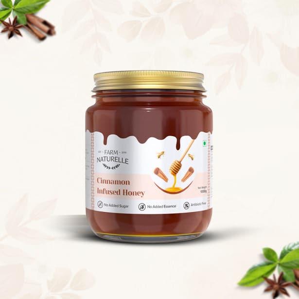 Cinnamon Flower Wild Forest Honey |And a Wooden Spoon | 100% Pure & Natural Ingredients Made Delicious Honey | No Artificial Color | No Added Sugar | Lab Tested Cinnamon Honey - Farm Naturelle 