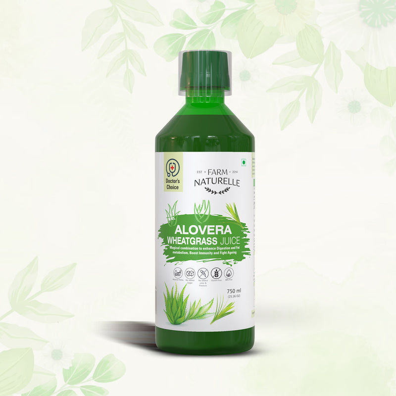 Aloevera Wheatgrass Juice 100% Pure Herbal Concentrated (Extra Fiber in Gel Form) Aloevera Wheatgrass Gel/Juice