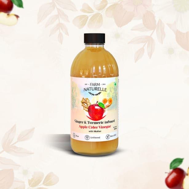 Organic Apple Cider Vinegar with Mother and Apple Cider Infused Ginger and Turmeric - Farm Naturelle 