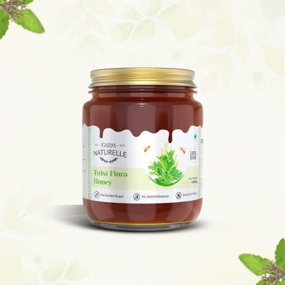 Vana Tulsi Honey Forest Flower Honey|Extra and a Wooden Spoon|100% Natural Ayurved Raw| Natural Unfiltered| Lab Tested Honey - Farm Naturelle 