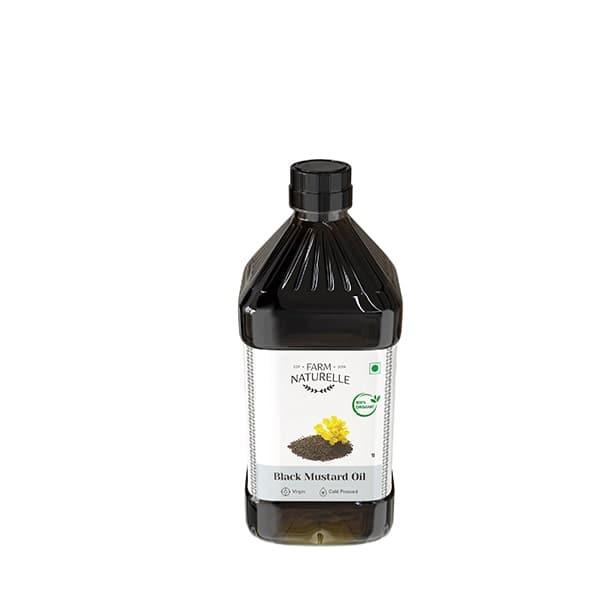 Organic Cold Pressed Black Mustard Oil for Cooking | Good for heart health | Pure Oil For Roasting, Frying, Baking All type of Cuisines - Farm Naturelle 