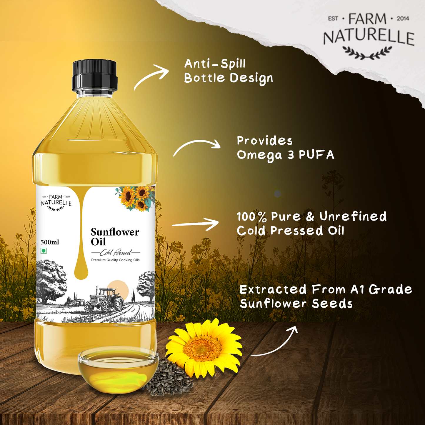 Pure Sunflower Cold Pressed Oil | Healthy Cooking Oil