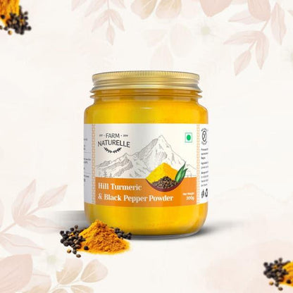 Pure Himalayan Mountain Turmeric (Curcumin) with Black Pepper (Peperine) Powder - Farm Naturelle 