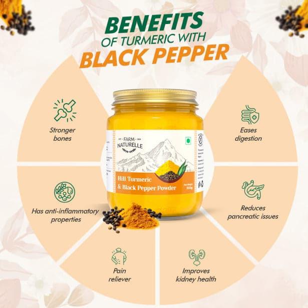 Pure Himalayan Mountain Turmeric (Curcumin) with Black Pepper (Peperine) Powder - Farm Naturelle 