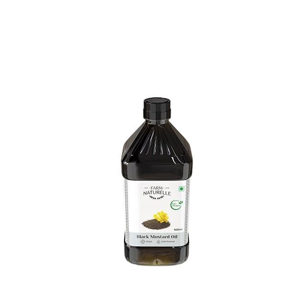 Organic Cold Pressed Black Mustard Oil for Cooking | Good for heart health | Pure Oil For Roasting, Frying, Baking All type of Cuisines - Farm Naturelle 