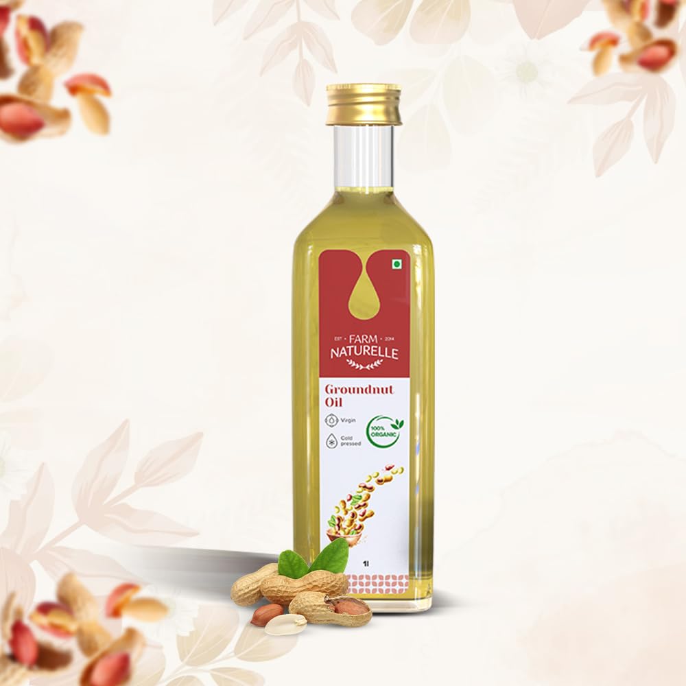 Farm Naturelle - Organic Ghani Cold Pressed Virgin Groundnut/Peanut Oil 2 Ltr Cooking Oil | 100% Natural, Pure & Wood Pressed Cooking Oil