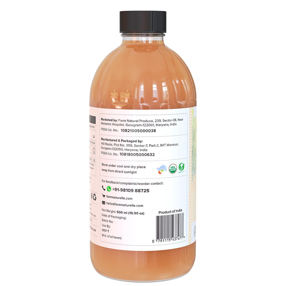 Farm Naturelle Glass Bottle Apple Cider Vinegar with Mother (500 ml)