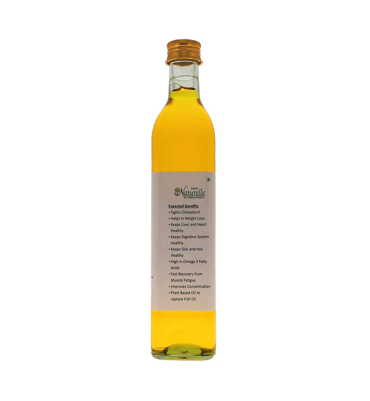 Farm Naturelle - 100% Pure Cold Pressed Flax Seed Oil (500ml) |Alsi Ka Tel in Glass Bottle for Cooking & Health Benefits