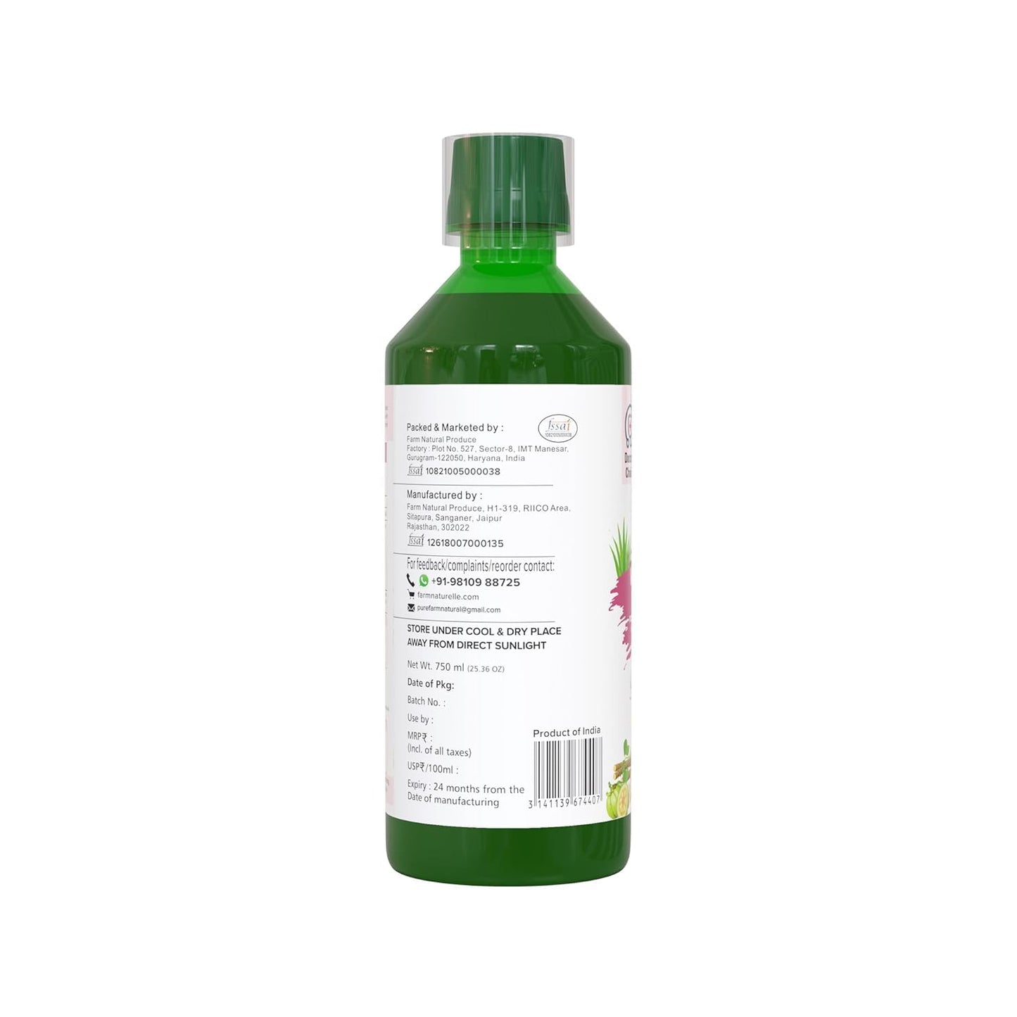 Farm Naturelle - Women's Wellness Juice - 750ml | Herbal Supplement for Hormonal Balance, PCOS and PCOD Management