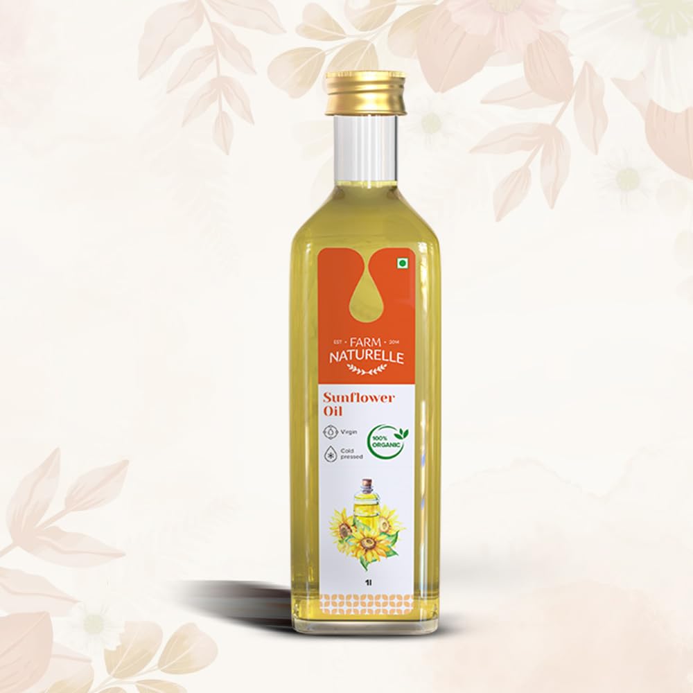 Farm Naturelle (Glass Bottles) Virgin Cold Pressed Cooking Oil-Sunflower Oil (500 Ml)