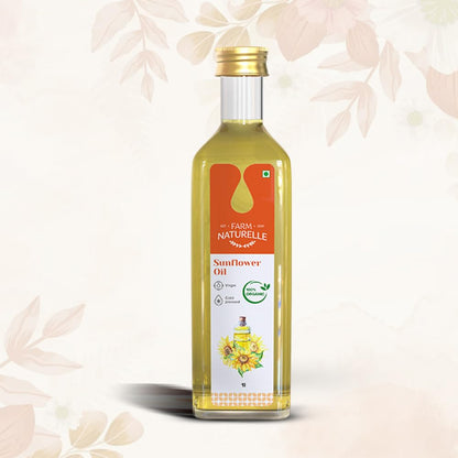 Farm Naturelle (Glass Bottles) Virgin Cold Pressed Cooking Oil-Sunflower Oil (500 Ml)