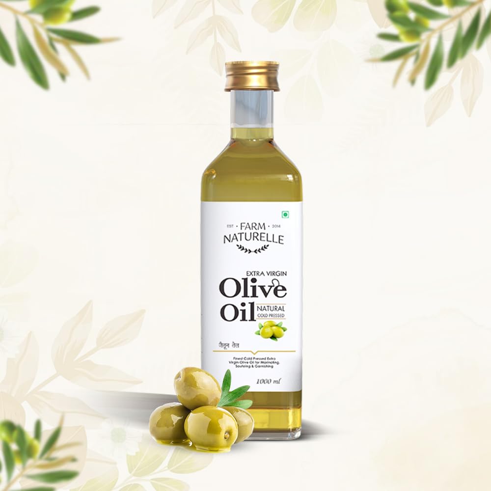 Farm Naturelle Extra Virgin Olive Oil 100% Pure, Natural Extra-Virgin Oil extracted by pressing the finest Spanish Olives (1000 Ml)