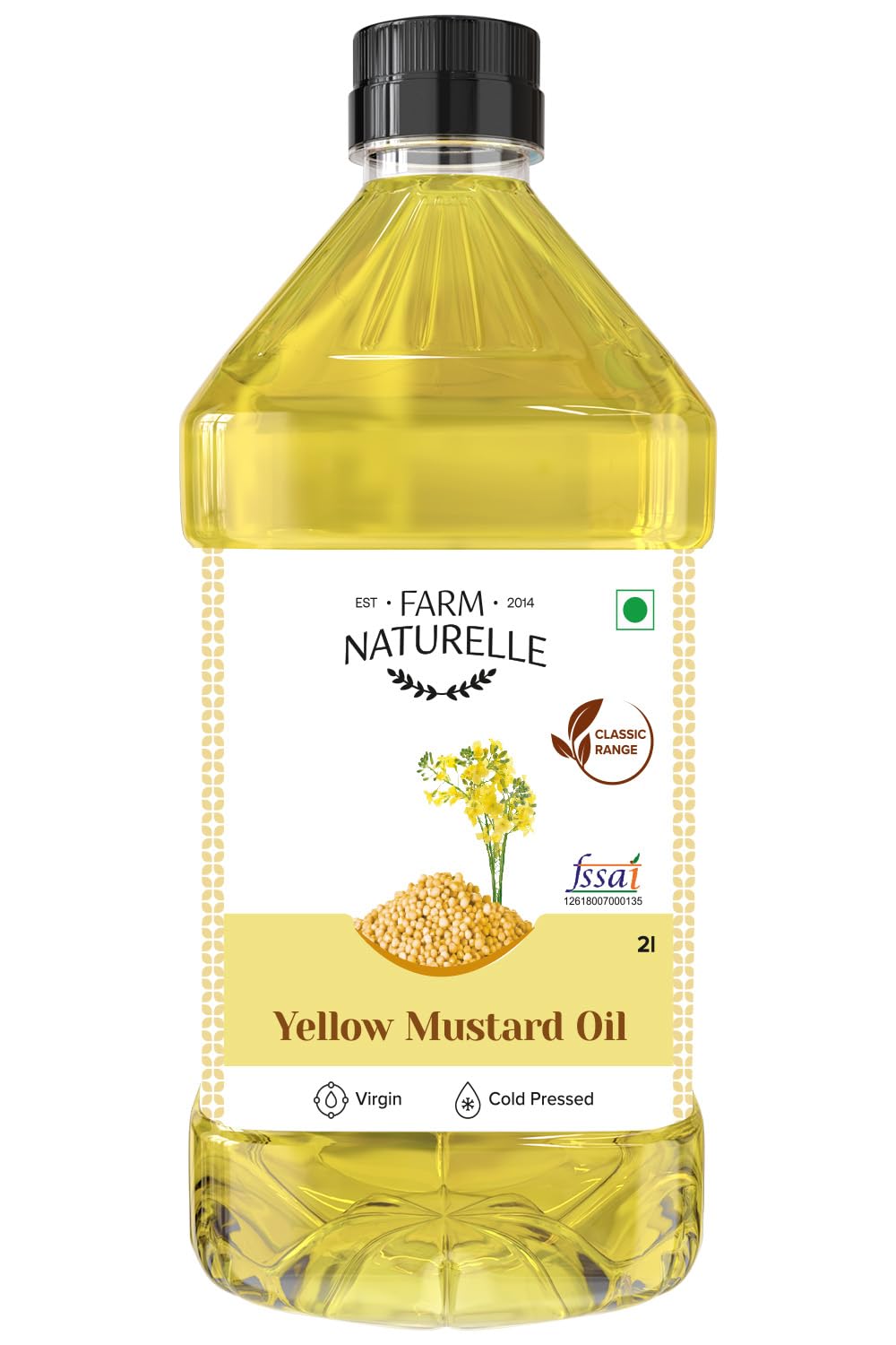 Farm Naturelle Virgin Cold Pressed Yellow Mustard Seed Cooking Oil (2LTR)