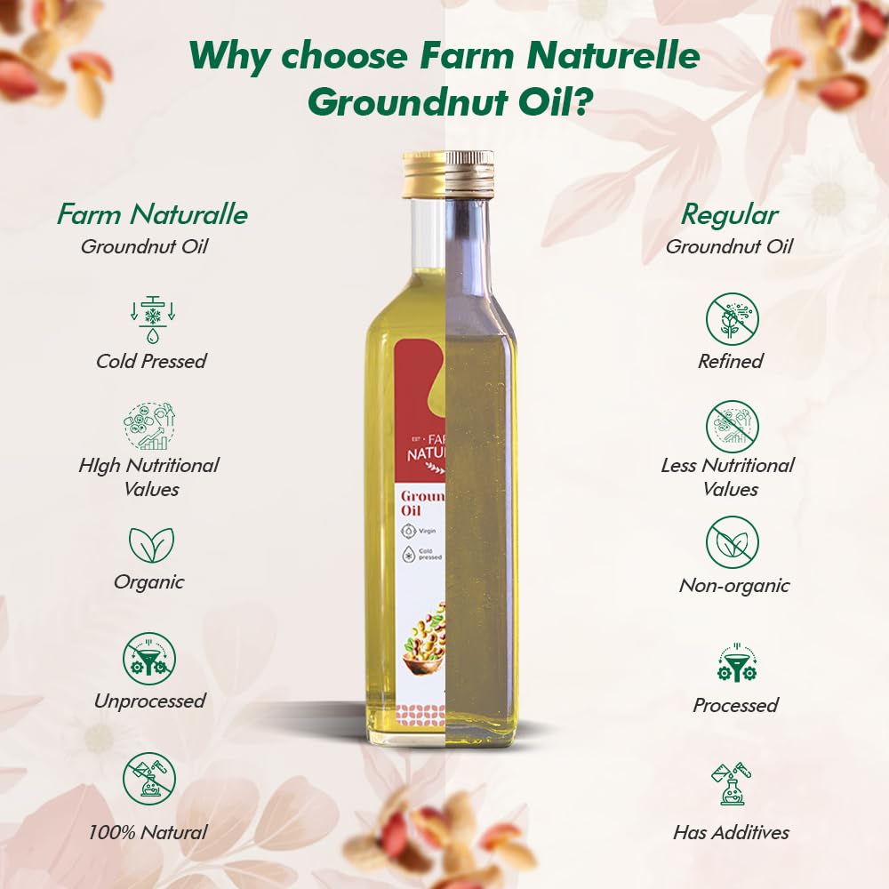 Farm Naturelle - Organic Ghani Cold Pressed Virgin Groundnut/Peanut Oil 2 Ltr Cooking Oil | 100% Natural, Pure & Wood Pressed Cooking Oil