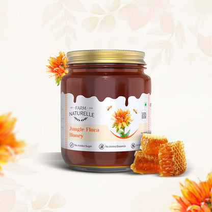 Farm Naturelle Jungle Flower Wild Forest Honey 1.45 Kg|100% Pure Honey | Raw & Unfiltered|Unprocessed|Lab Tested Honey In Glass Jar with Engraved Virgin Wooden Spoon