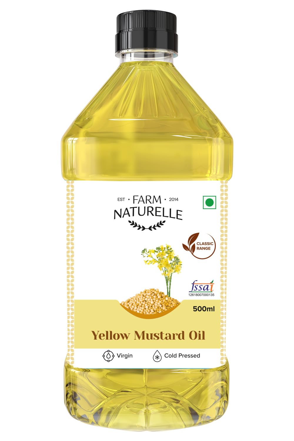 Farm Naturelle Virgin Cold Pressed Yellow Mustard Seed Cooking Oil (2LTR)