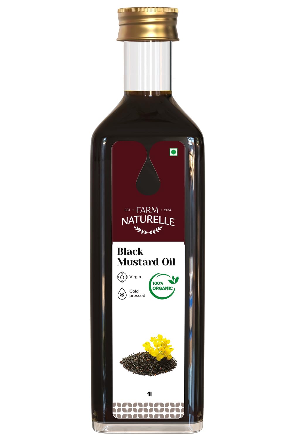 Farm Naturelle Organic Virgin Cold Pressed Black Sesame Seed Cooking Oil, 500ml Pet bottle