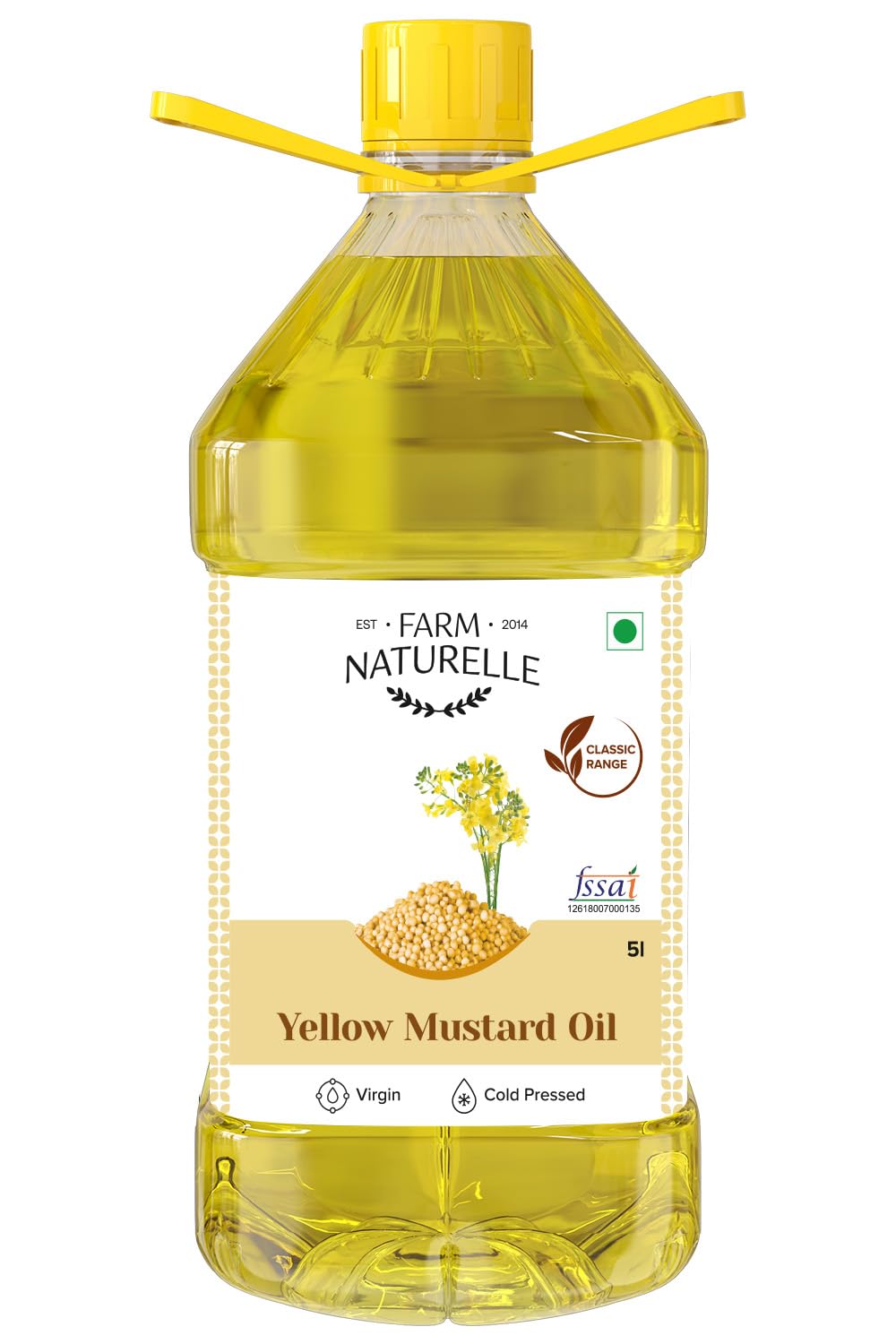 Farm Naturelle Virgin Cold Pressed Yellow Mustard Seed Cooking Oil (2LTR)