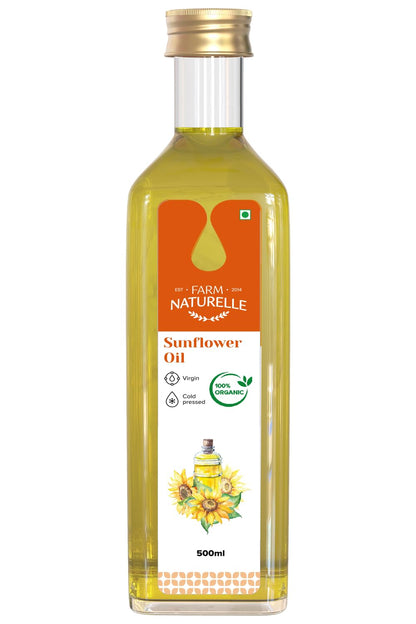 Farm Naturelle (Glass Bottles) Virgin Cold Pressed Cooking Oil-Sunflower Oil (500 Ml)