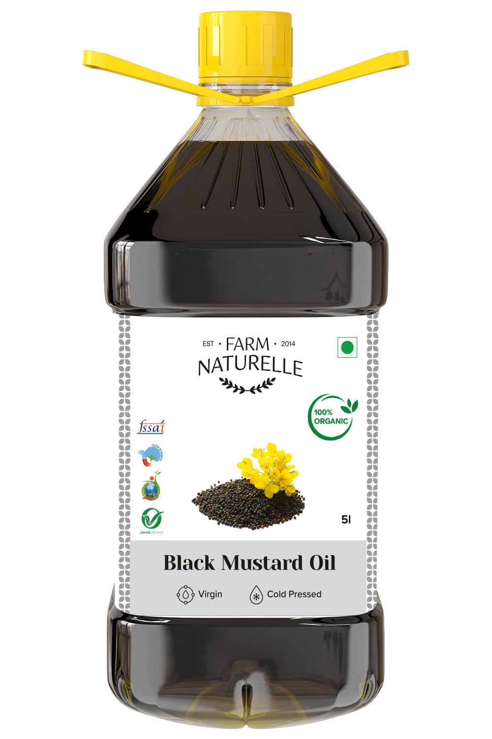 Farm Naturelle Organic Virgin Cold Pressed Black Sesame Seed Cooking Oil, 500ml Pet bottle