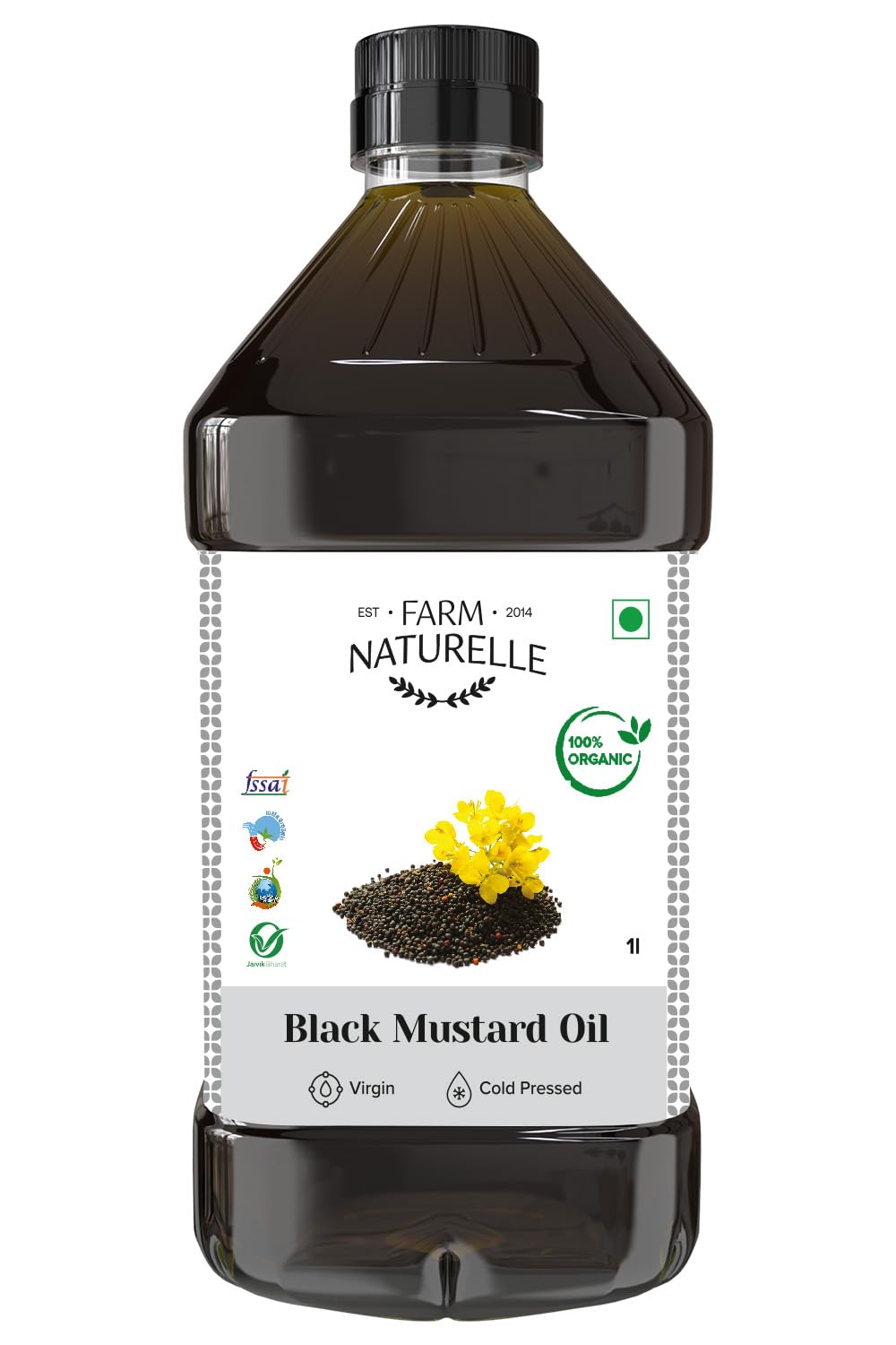 Farm Naturelle Organic Virgin Cold Pressed Black Sesame Seed Cooking Oil, 500ml Pet bottle