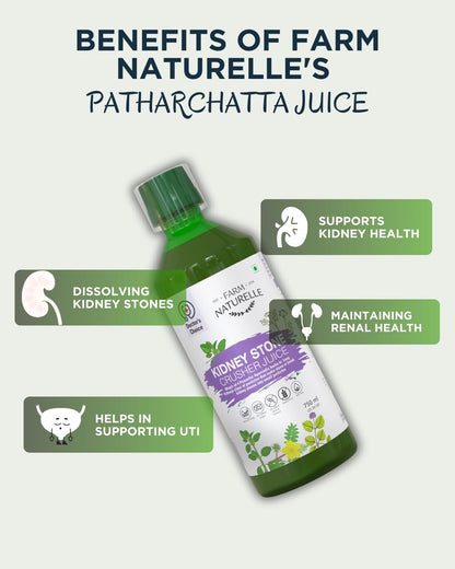 Farm Naturelle Patharchatadi Juice | Kidney Stone Crusher-Breaker Juice | Dissolve Or Break Stone, Patharchatta, Gorju Beej, Punarnava Bark & Ajwain Blend Of Ayurvedic Herbs For Kidney (750ml Pack of 1)