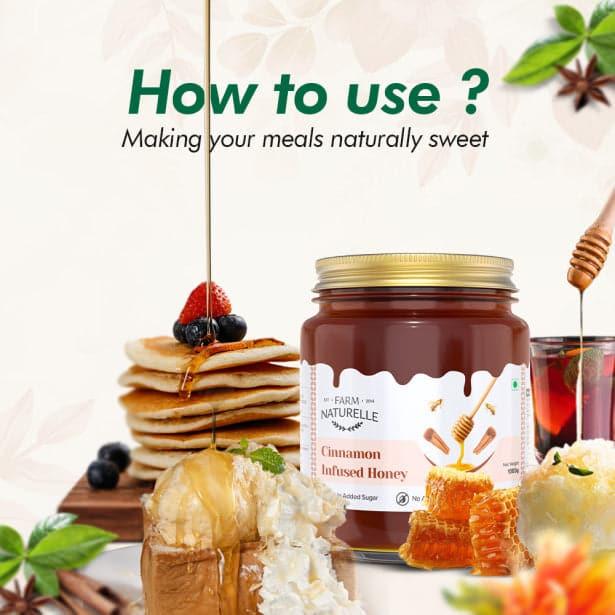 Cinnamon Flower Wild Forest Honey |And a Wooden Spoon | 100% Pure & Natural Ingredients Made Delicious Honey | No Artificial Color | No Added Sugar | Lab Tested Cinnamon Honey - Farm Naturelle 