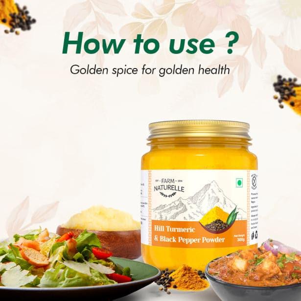 Pure Himalayan Mountain Turmeric (Curcumin) with Black Pepper (Peperine) Powder - Farm Naturelle 