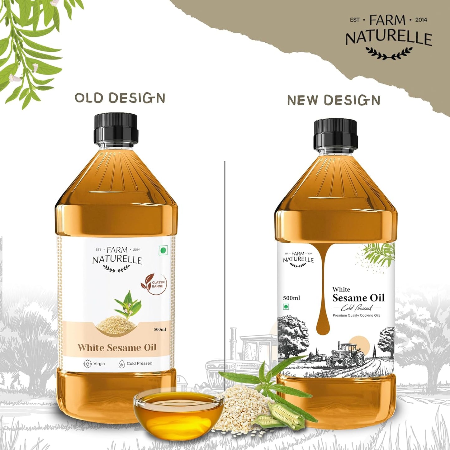 Farm Naturelle - Virgin Cold Pressed Sesame/Gingelly Oil | Virgin, Chekku/Ghani Cooking Oil