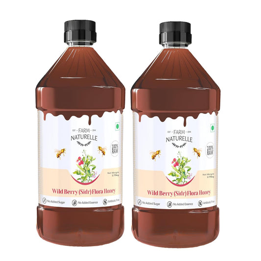 Farm Naturelle Wild Berry (Sidr) Flora Honey 100% Raw | No Added Sugar, No Essence | Natural Sidr Honey for Immunity & Daily Sweetener | Pack of 2 x 2.75 kg