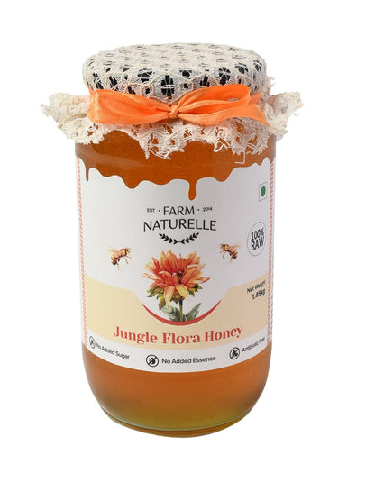 Farm Naturelle Jungle Flower Wild Forest Honey 1.45 Kg|100% Pure Honey | Raw & Unfiltered|Unprocessed|Lab Tested Honey In Glass Jar with Engraved Virgin Wooden Spoon