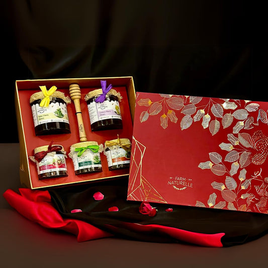 Red Foliage Gift Box - Tulsi Honey, Masala Tea, and Apple Cinnamon Tea