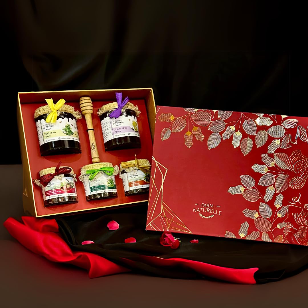 Red Foliage Gift Box – Tulsi Honey, Masala Tea, and Apple Cinnamon Tea