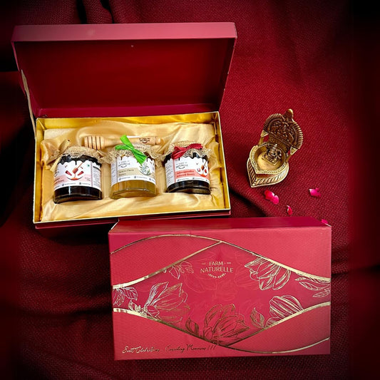 Red Tulip Gift Box - Acacia and Cinnamon Infused Honey, 2 Jars