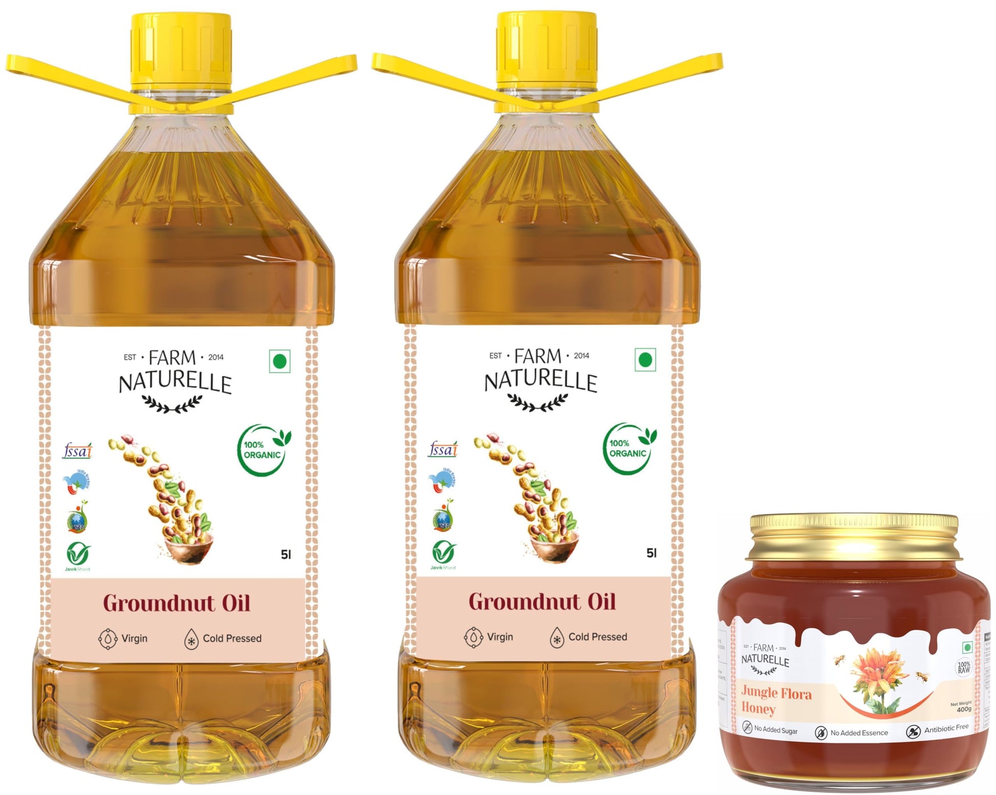 Farm Naturelle - Organic Ghani Cold Pressed Virgin Groundnut/Peanut Oil 2 Ltr Cooking Oil | 100% Natural, Pure & Wood Pressed Cooking Oil