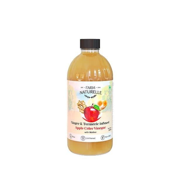 Organic Apple Cider Vinegar with Mother and Apple Cider Infused Ginger and Turmeric - Farm Naturelle 