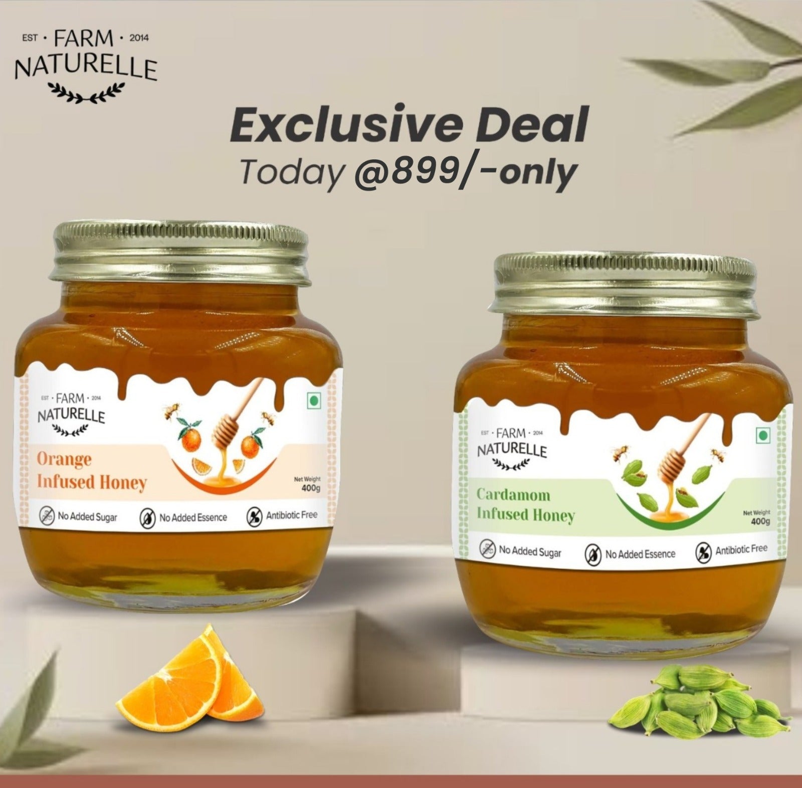 Naturelle Infused Honey Combo 2 - Orange & Cardamom Flavors – Farm