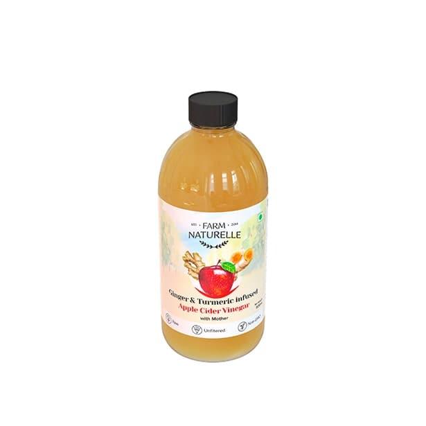 Organic Apple Cider Vinegar with Mother and Apple Cider Infused Ginger and Turmeric - Farm Naturelle 