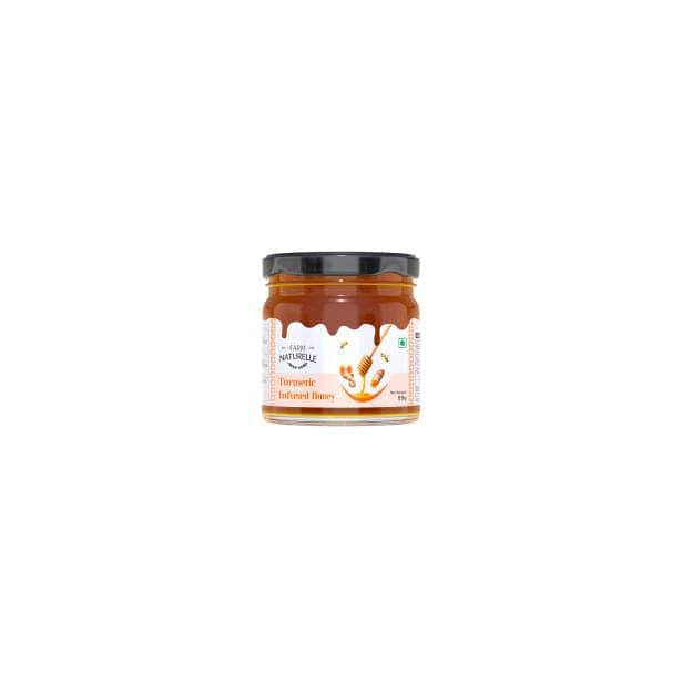 Pure Turmeric Infused in Forest Honey | Raw Unprocessed Delicious and Ant-oxidant Honey |And a Wooden Spoon | 100% Pure & Natural Ingredients Honey - Farm Naturelle 