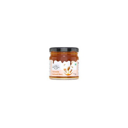 Pure Turmeric Infused in Forest Honey | Raw Unprocessed Delicious and Ant-oxidant Honey |And a Wooden Spoon | 100% Pure & Natural Ingredients Honey - Farm Naturelle 