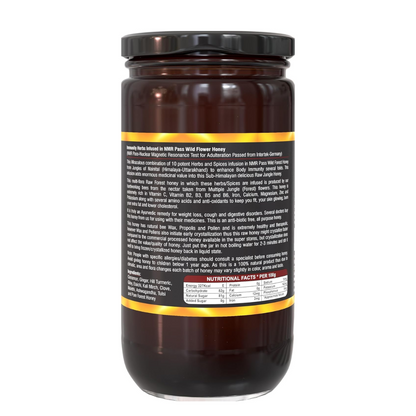 100% Raw Natural NMR Tested - Immunity Herbs Infused In Wild Flower Honey(1.45Kg) Glass Bottle.