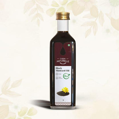 Organic Cold Pressed Black Mustard Oil for Cooking | Good for heart health | Pure Oil For Roasting, Frying, Baking All type of Cuisines - Farm Naturelle 