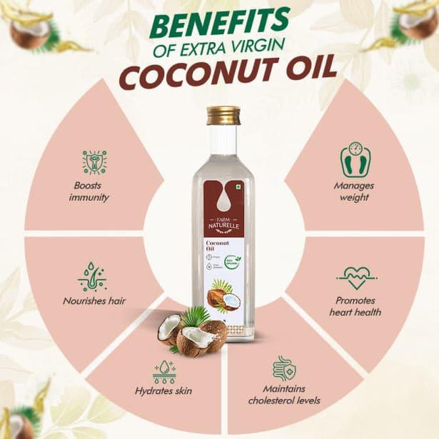 100% Pure Organic Virgin Cold Pressed Coconut Cooking Oil - Farm Naturelle 