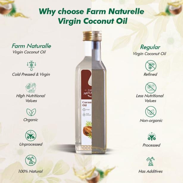 100% Pure Organic Virgin Cold Pressed Coconut Cooking Oil - Farm Naturelle 