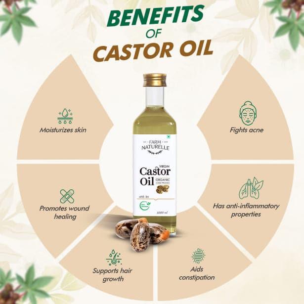 100% Pure Natural Organic Castor Seed Oil (Hindi-Arandi Oil) - Farm Naturelle 