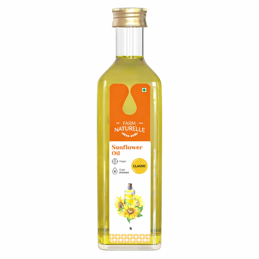 Farm Naturelle (Glass Bottles) Virgin Cold Pressed Cooking Oil-Sunflower Oil (500 Ml)